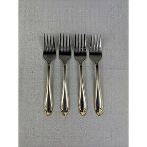 Hampton Silversmiths Stainless China 235 Flatware Abigail Gold Accent Salad Fork